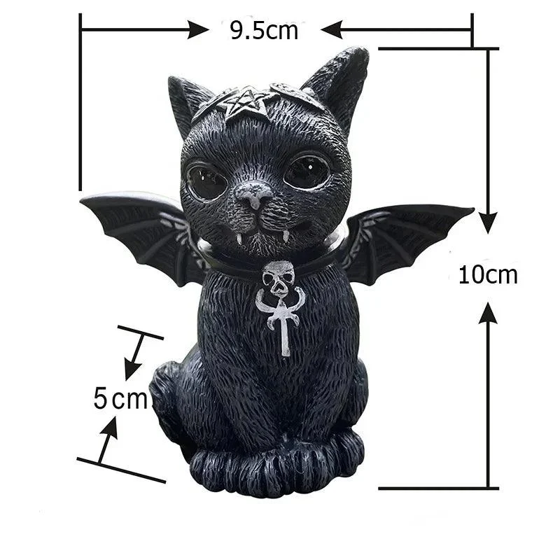 Gothic Cat Statue: Halloween Magic Decor Craft -