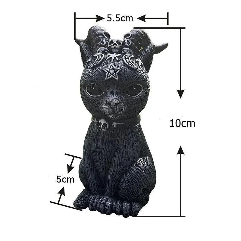 Gothic Cat Statue: Halloween Magic Decor Craft -
