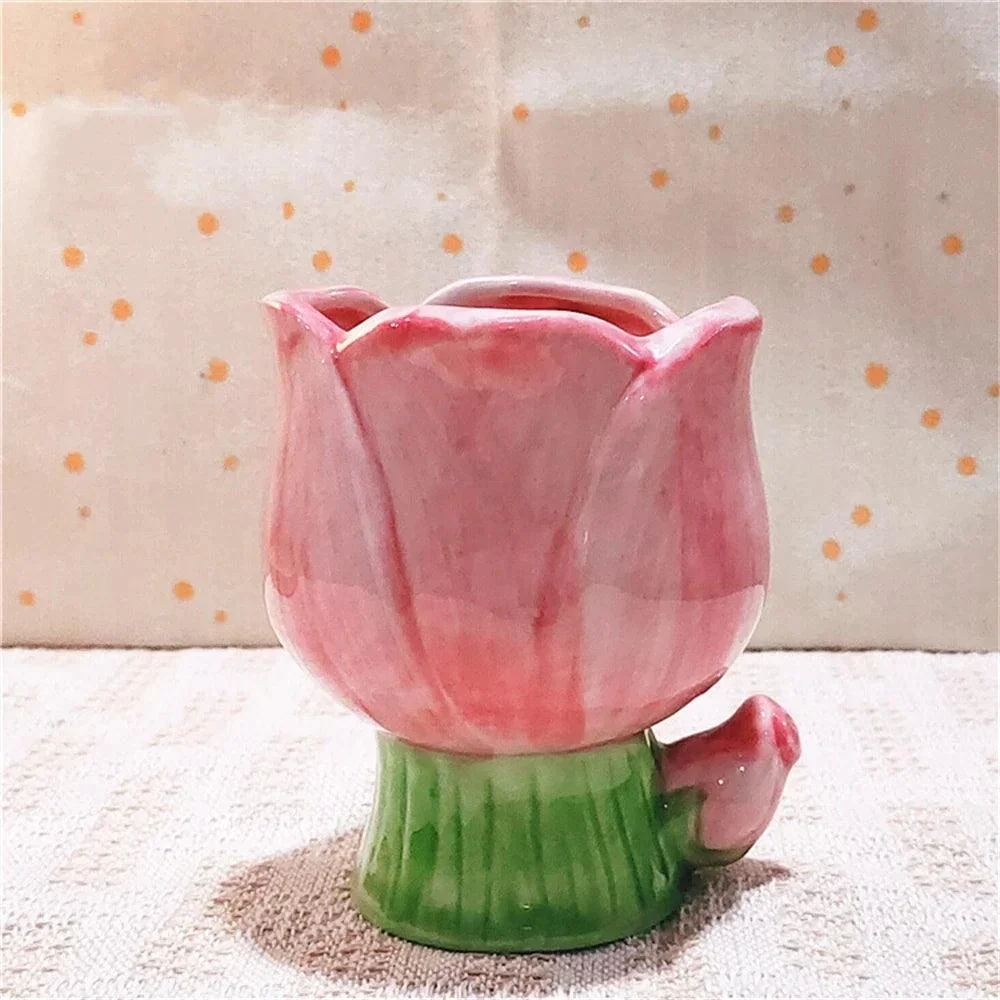 Gradient Tulip Flower Mug Cute Ceramic Cup -