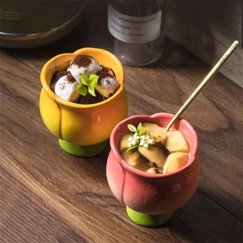 Gradient Tulip Flower Mug Cute Ceramic Cup