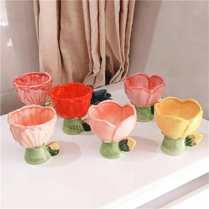 Gradient Tulip Flower Mug Cute Ceramic Cup