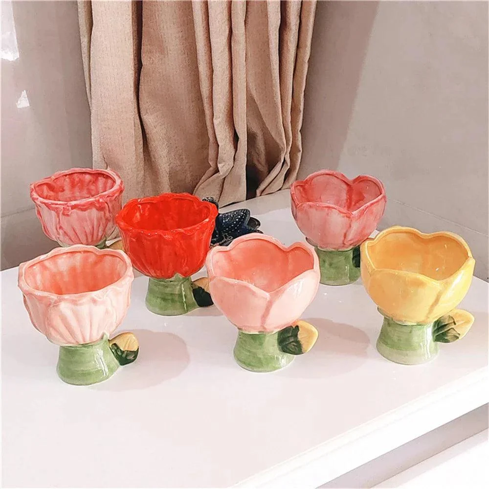 Gradient Tulip Flower Mug Cute Ceramic Cup -