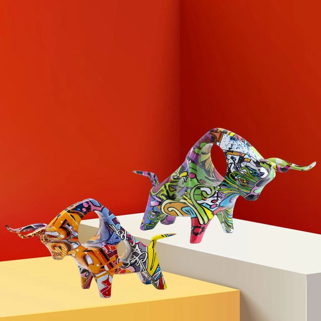 Graffiti Art Bull Sculpture -