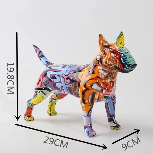 Graffiti Bullterrier Painted Sculptures and Statues Office Decor Resin Crafts -
