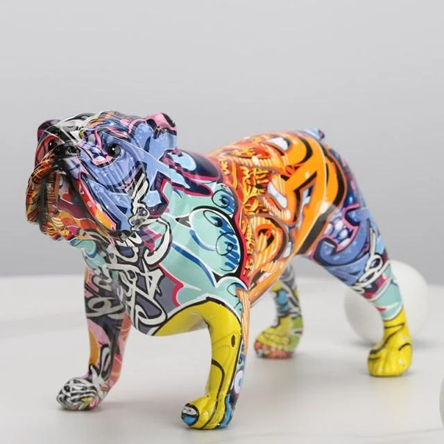 Graffiti English Bulldog Resin Sculpture -