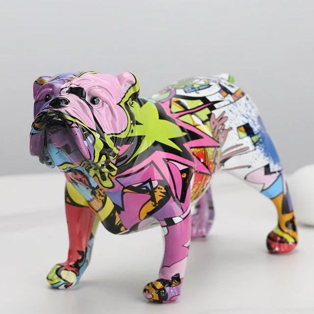 Graffiti English Bulldog Resin Sculpture -