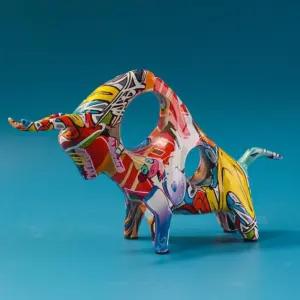 Graffiti Painted Cattle Animal Ox Statue