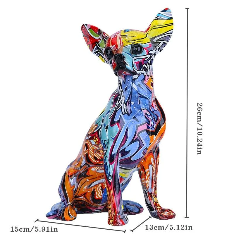 Graffiti Painted Chihuahua Dog Art Sculpture -