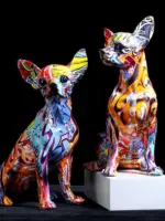 Graffiti Painted Chihuahua Dog Art Sculpture