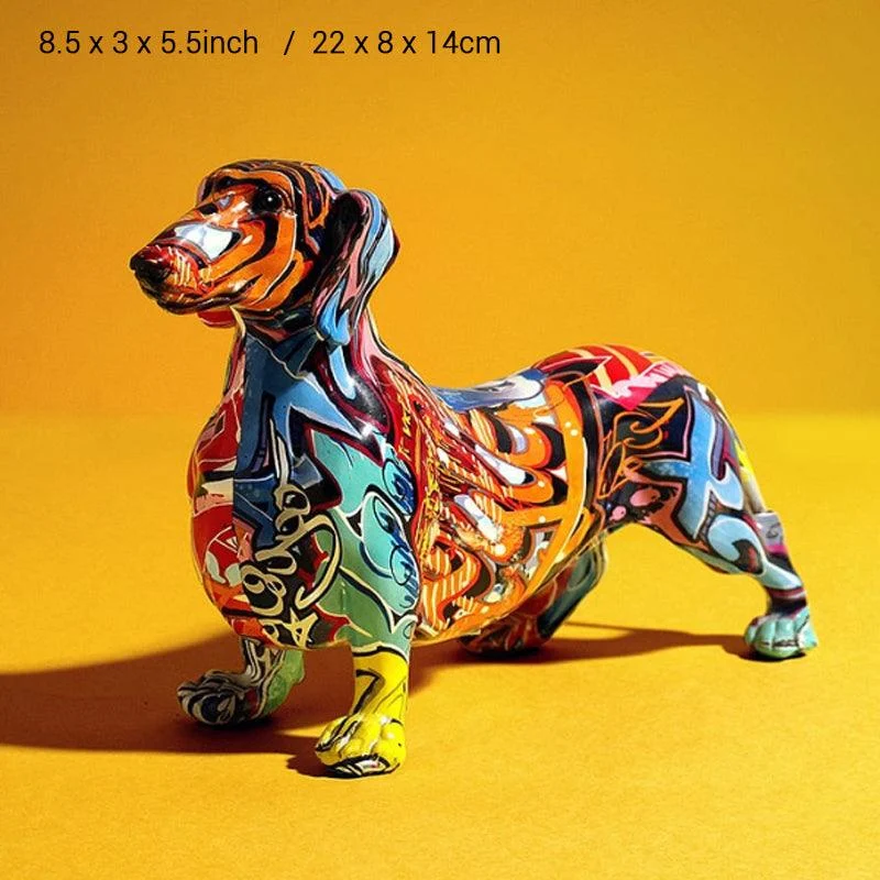 Graffiti Painted Dachshund Dog Sculpture -