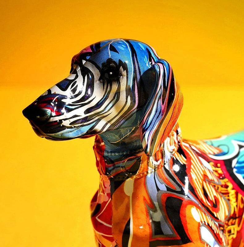 Graffiti Painted Dachshund Dog Sculpture -