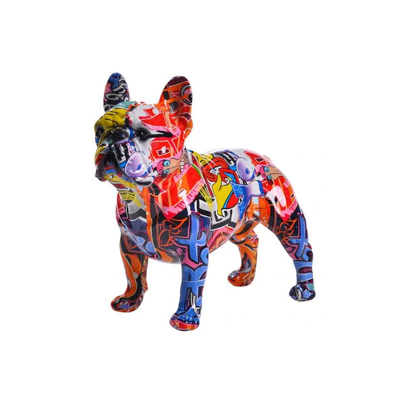 Graffiti Painted French Bulldog Dog Art Sculpture -