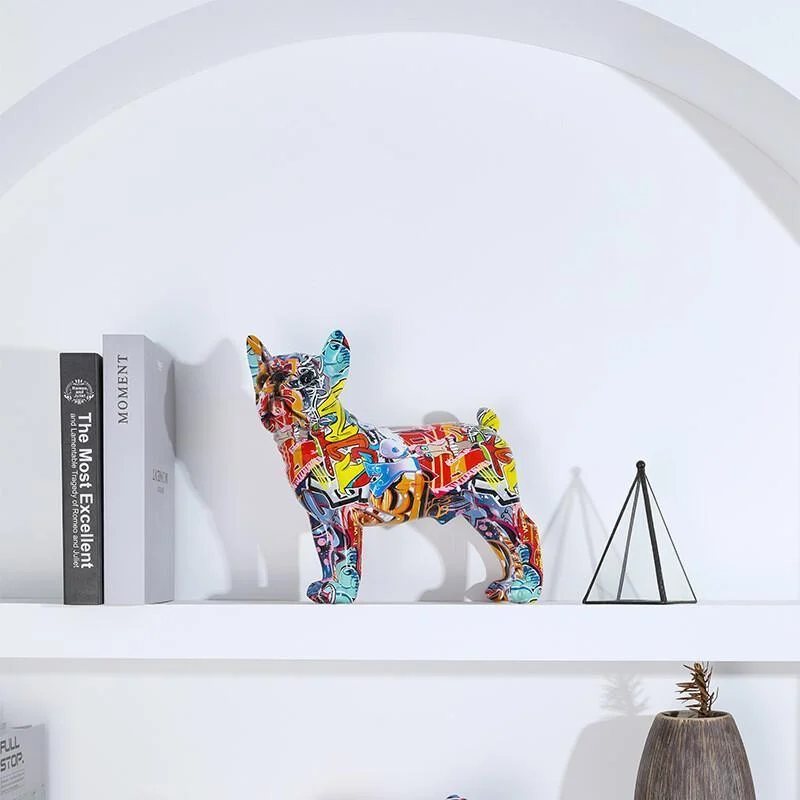 Graffiti Painted French Bulldog Dog Art Sculpture -