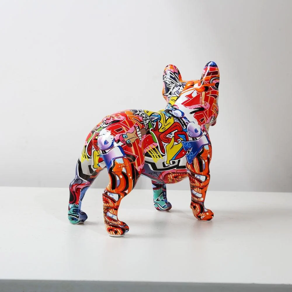 Graffiti Painted French Bulldog Dog Art Sculpture -