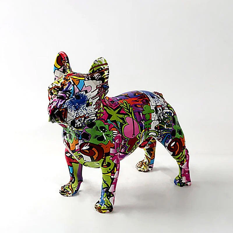 Graffiti Painted French Bulldog Dog Art Sculpture -