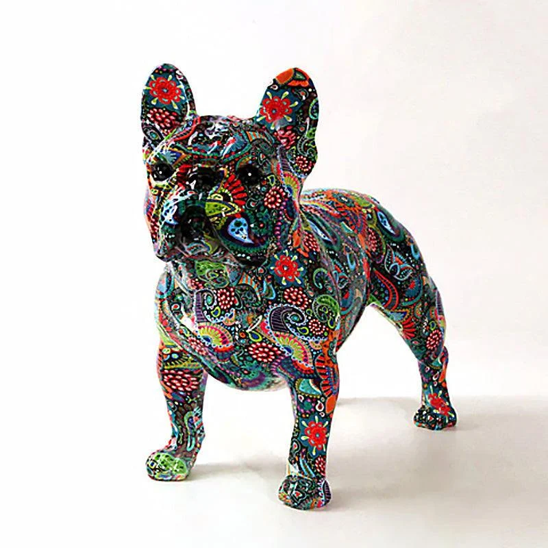 Graffiti Painted French Bulldog Dog Art Sculpture -