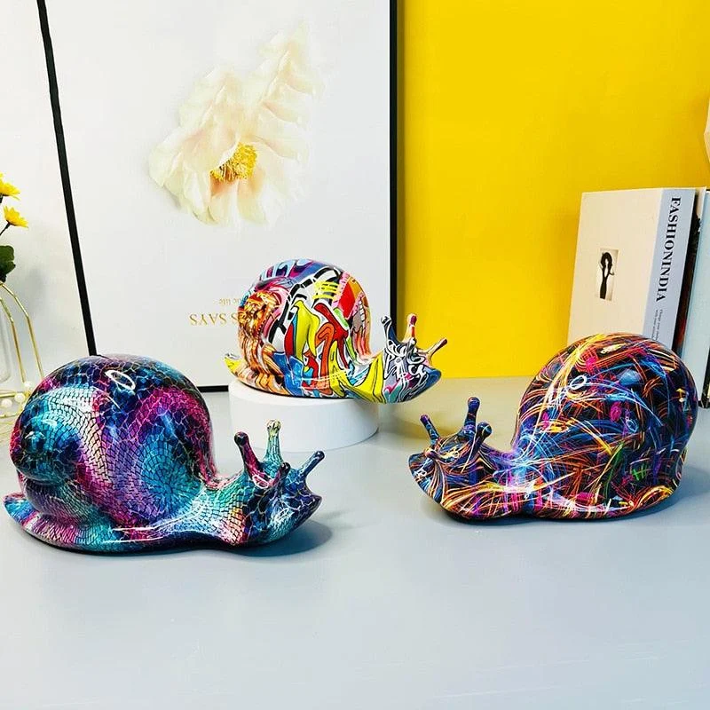 Graffiti Painted Snail Art Sculpture -