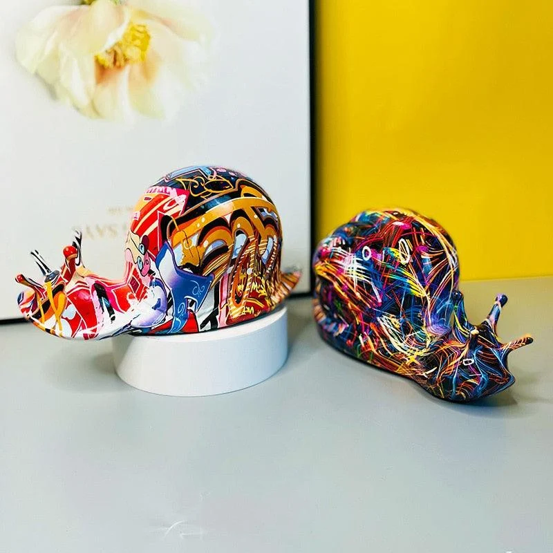 Graffiti Painted Snail Art Sculpture -