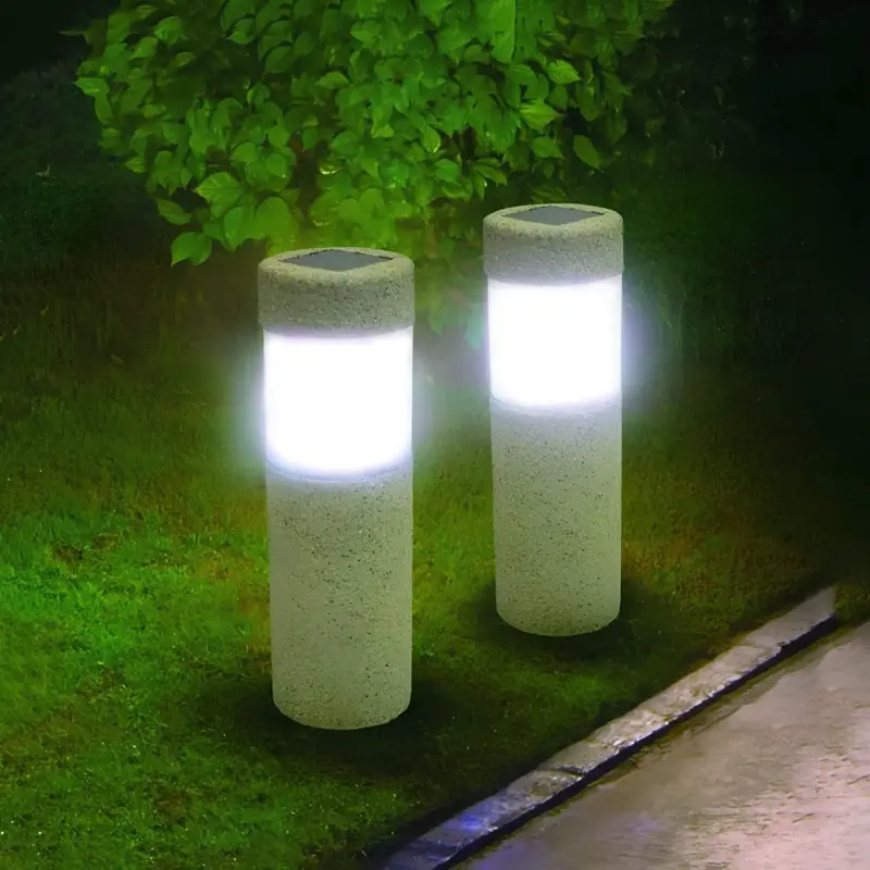 GranitGlanzSteinSaulenlampe EleganteAussenbeleuchtungfurGartenundTerrassexlumina2