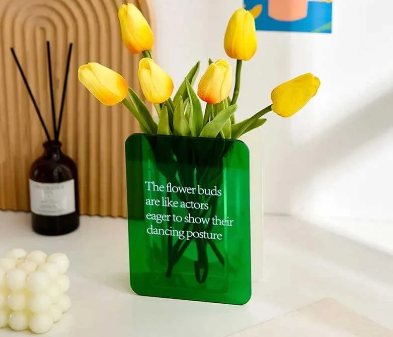 Green/Blue Flower Acrylic Book Vase -