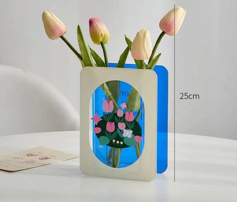 Green/Blue Flower Acrylic Book Vase -