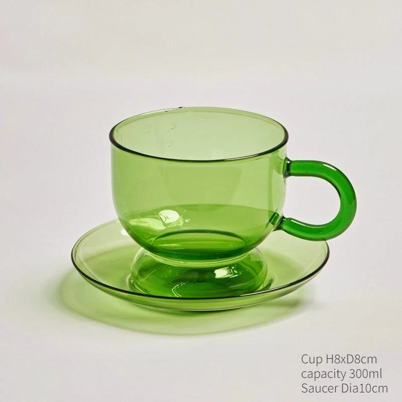 Green Glass Teacup & Saucer Sets -  - #tag1#