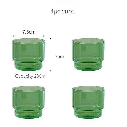 Green Glass Teacup & Saucer Sets -  - #tag1#
