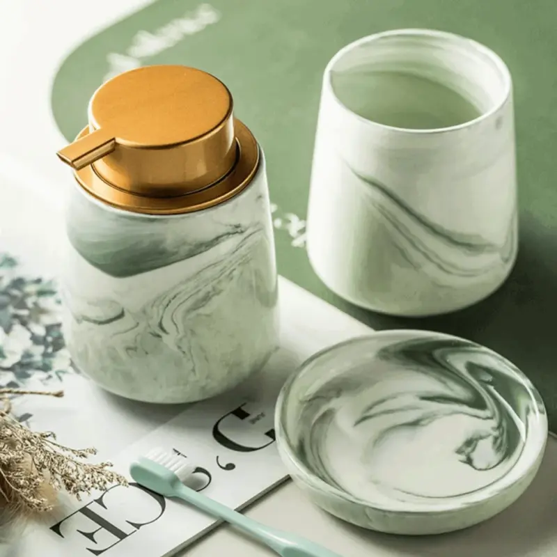 Green Marble 4 Piece Bathroom Set