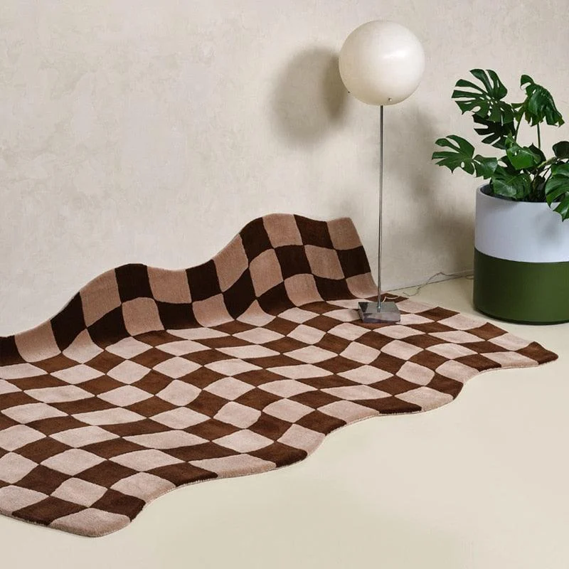 Green Purple Modern Living Room Rug Checkered board Carpet Thickening Bedroom -