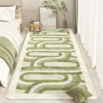 Green White Stripe Bright Soft Rug Carpet Living Room Balcony Decoration