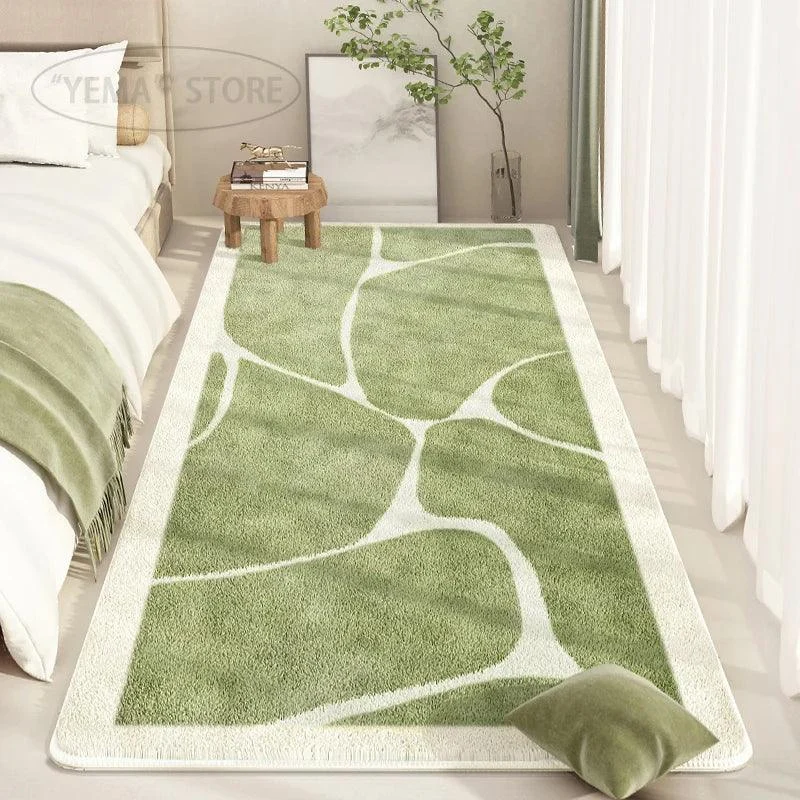 Green White Stripe Bright Soft Rug Carpet Living Room Balcony Decoration -