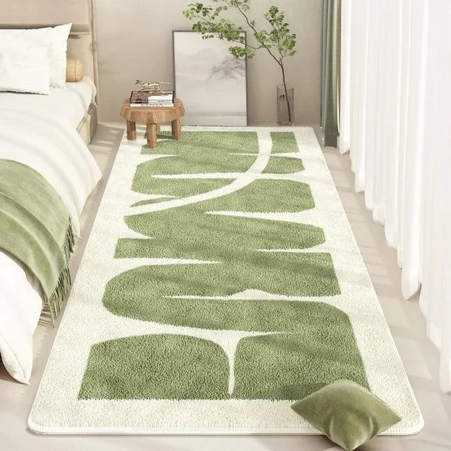 Green White Stripe Bright Soft Rug Carpet Living Room Balcony Decoration -