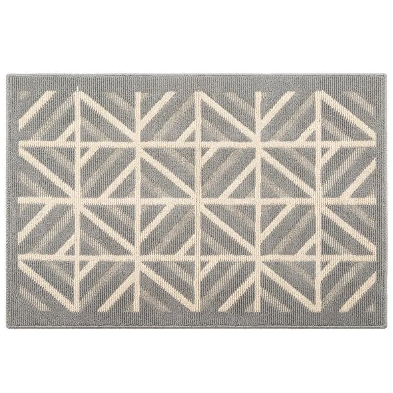 Grey Cross Line Rug Modern Non-Slip Absorbent Carpet Washable -