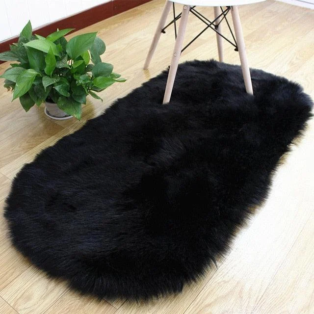 Grey Pink Oval Rug Soft Fluffy Carpet Bedside Living Room Bedroom Floor -