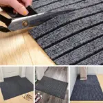 Grey Red Rug Washable Floor Mat Carpet For Kitchen and Outside Anti Slip Floor