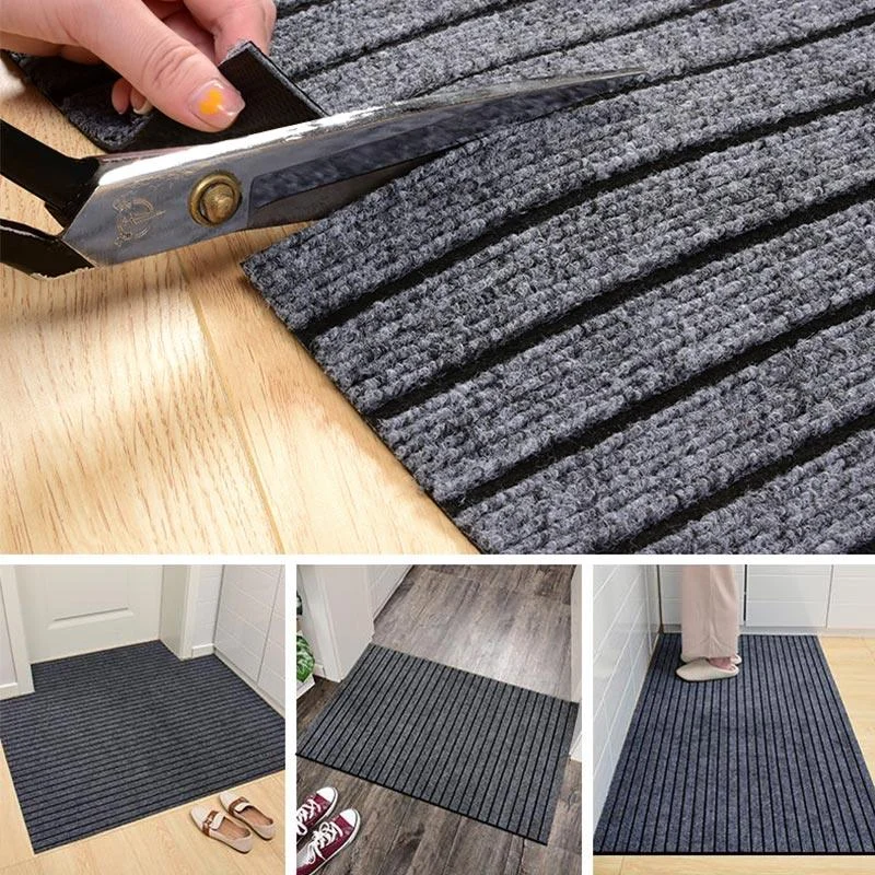 Grey Red Rug Washable Floor Mat Carpet For Kitchen and Outside Anti Slip Floor -