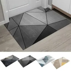 Grey White Modern Tiles Carpet Living Room Bedroom Rug Doormat