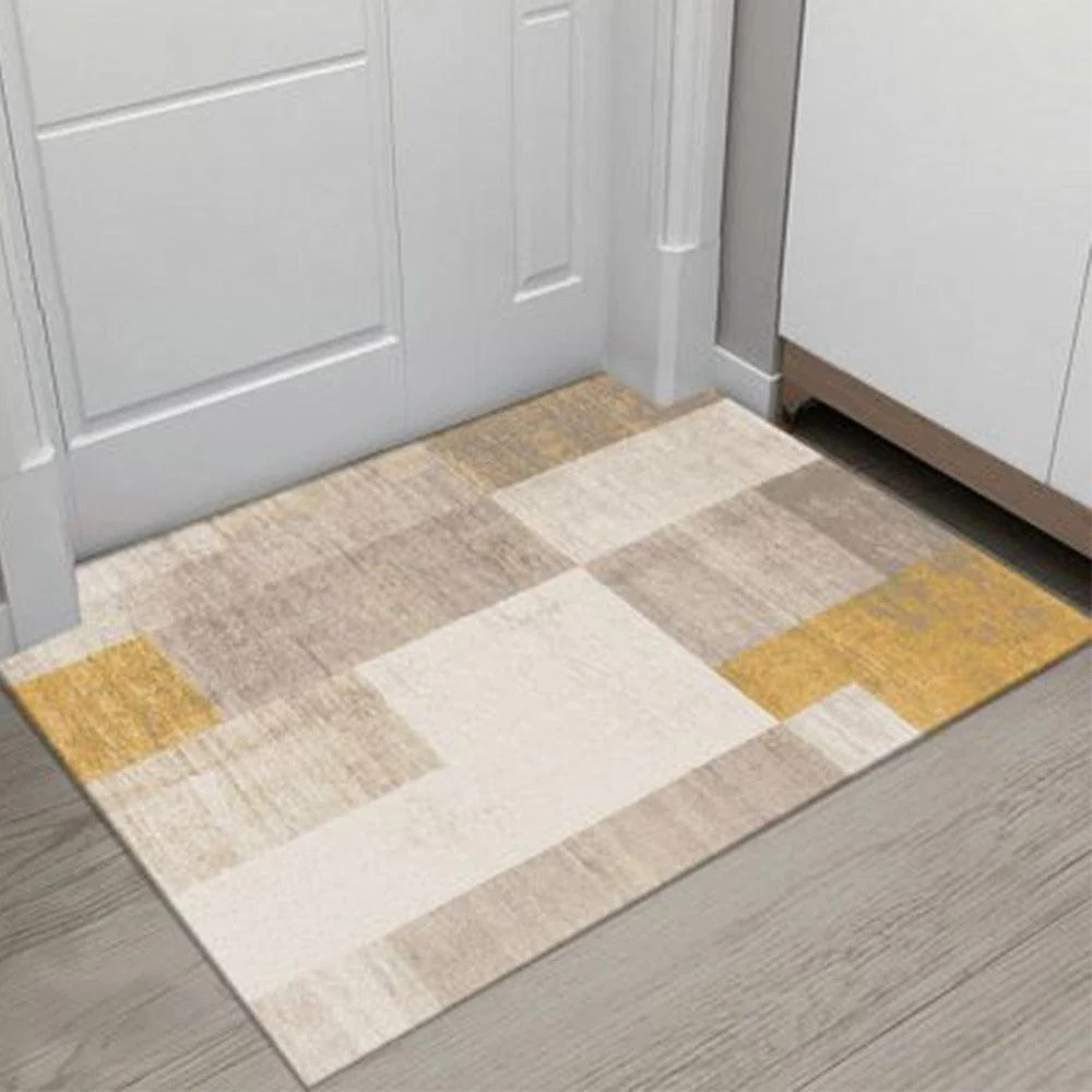 Grey White Modern Tiles Carpet Living Room Bedroom Rug Doormat -