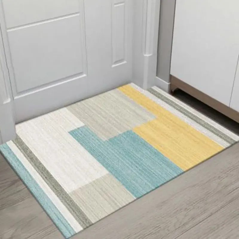 Grey White Modern Tiles Carpet Living Room Bedroom Rug Doormat