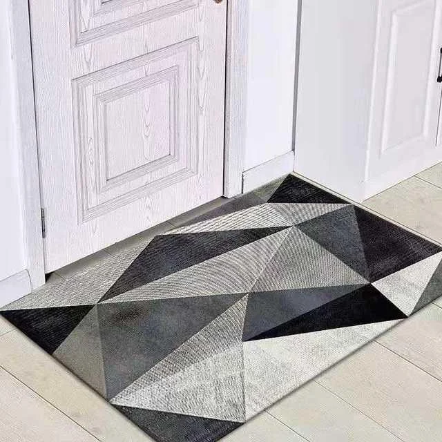 Grey White Modern Tiles Carpet Living Room Bedroom Rug Doormat -