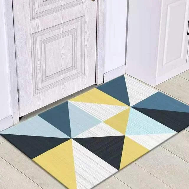 Grey White Modern Tiles Carpet Living Room Bedroom Rug Doormat -