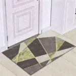 Grey White Modern Tiles Carpet Living Room Bedroom Rug Doormat