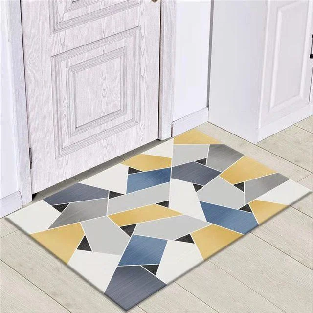Grey White Modern Tiles Carpet Living Room Bedroom Rug Doormat -