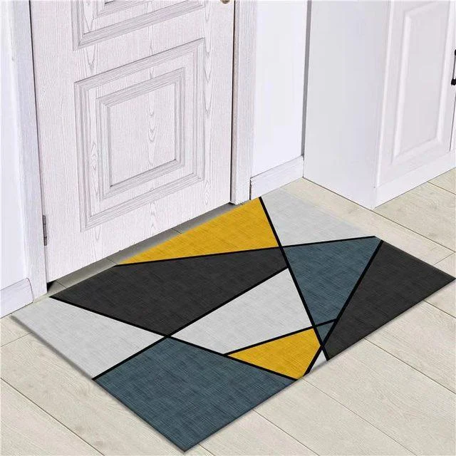 Grey White Modern Tiles Carpet Living Room Bedroom Rug Doormat -