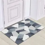 Grey White Modern Tiles Carpet Living Room Bedroom Rug Doormat