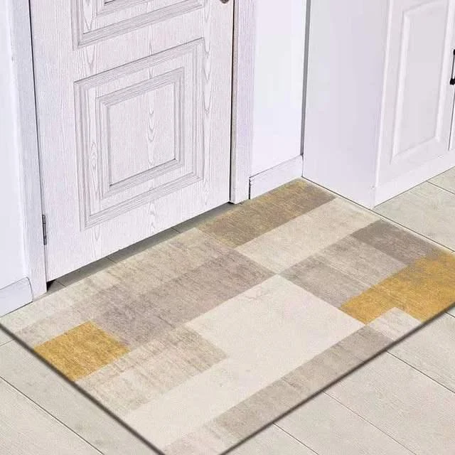 Grey White Modern Tiles Carpet Living Room Bedroom Rug Doormat -