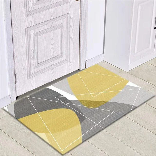Grey White Modern Tiles Carpet Living Room Bedroom Rug Doormat -
