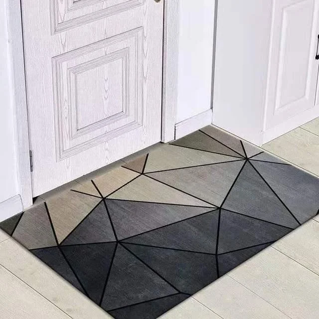 Grey White Modern Tiles Carpet Living Room Bedroom Rug Doormat -