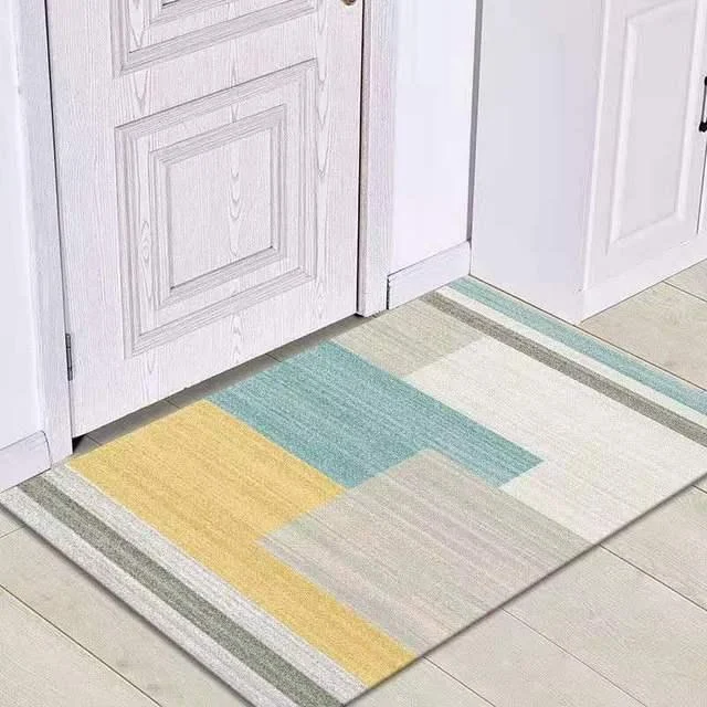 Grey White Modern Tiles Carpet Living Room Bedroom Rug Doormat -