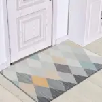 Grey White Modern Tiles Carpet Living Room Bedroom Rug Doormat
